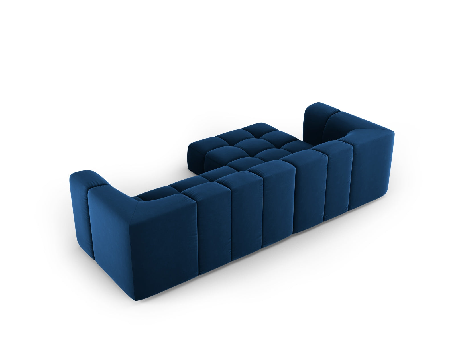 Modulares 3-Sitzer Ecksofa Moritz in Royal Blue-Bluvel, perfekt für moderne Wohnkonzepte und gemütliche Entspannungsecken.