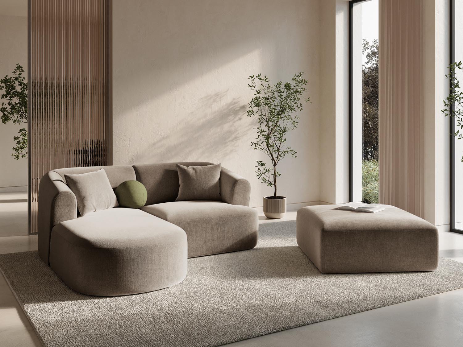 Entdecken Sie das stilvolle Campi Velour Modular Ecksofa links 3 Sitzer von Cosmopolitan Design – perfekt für Ihr modernes Wohnzimmer, flexibel und bequem.