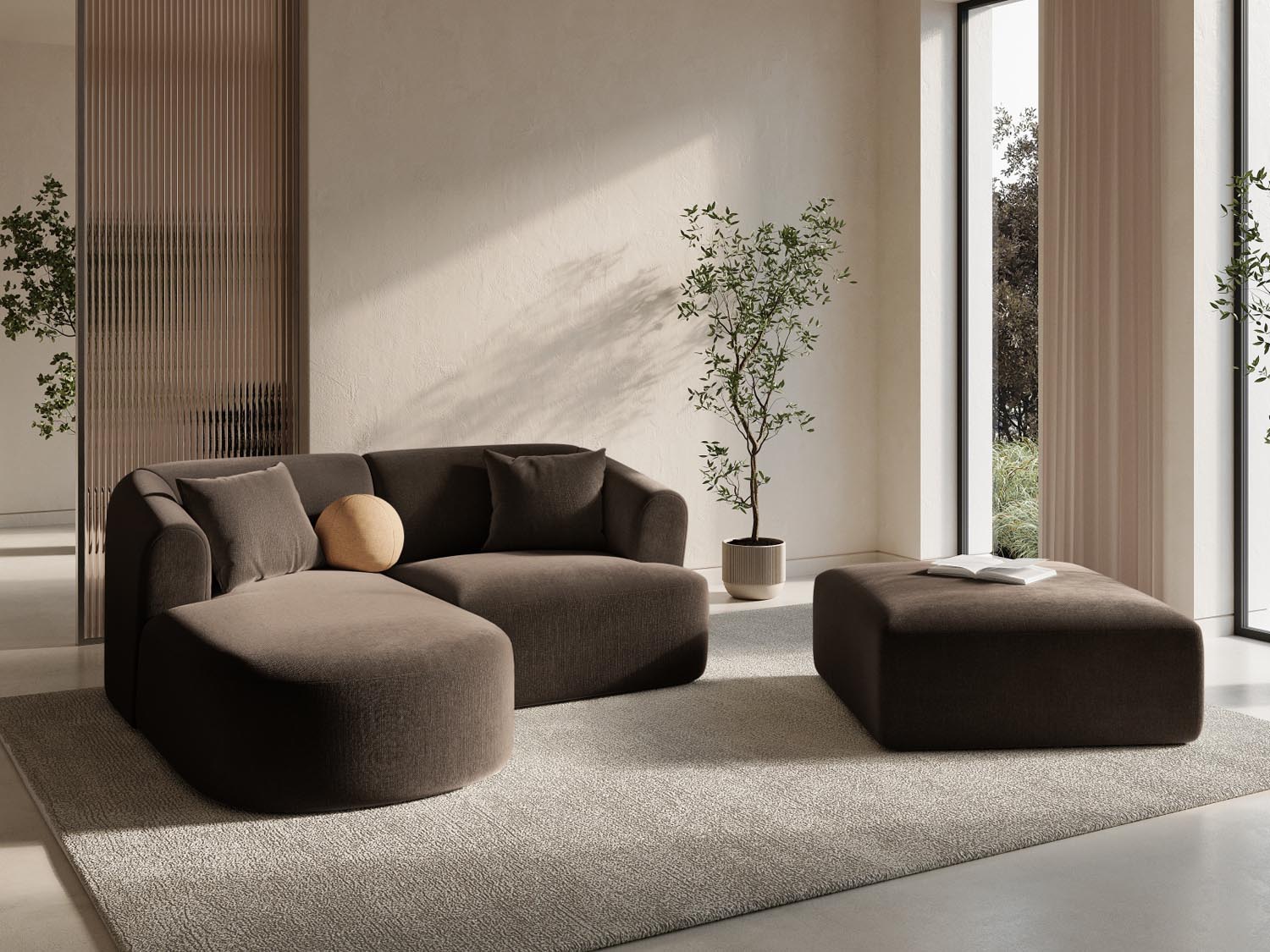 Entdecken Sie das stilvolle Campi Velour Modular Ecksofa links 3 Sitzer von Cosmopolitan Design – perfekt für Ihr modernes Wohnzimmer, flexibel und bequem.