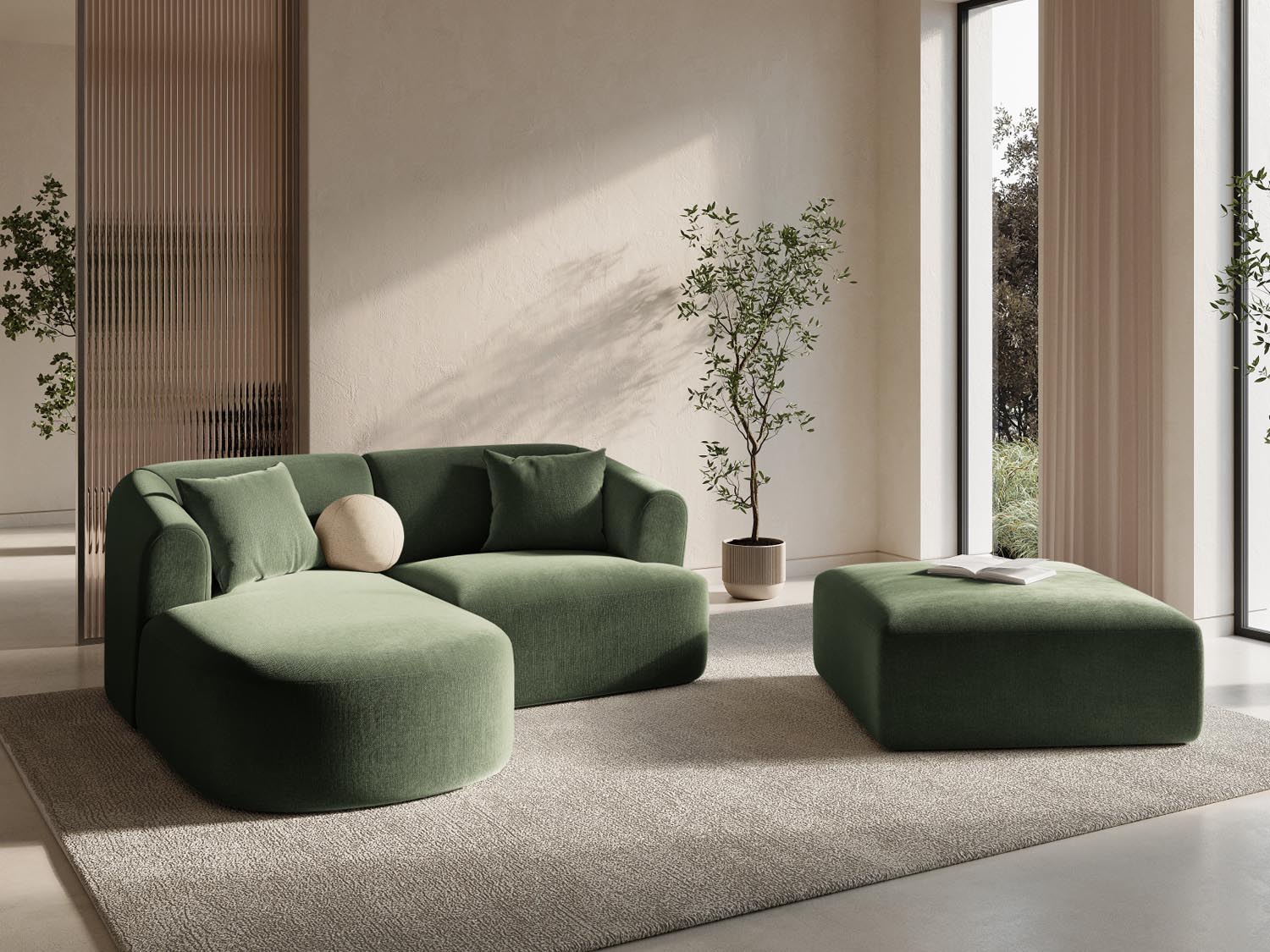 Entdecken Sie das stilvolle Campi Velour Modular Ecksofa links 3 Sitzer von Cosmopolitan Design – perfekt für Ihr modernes Wohnzimmer, flexibel und bequem.