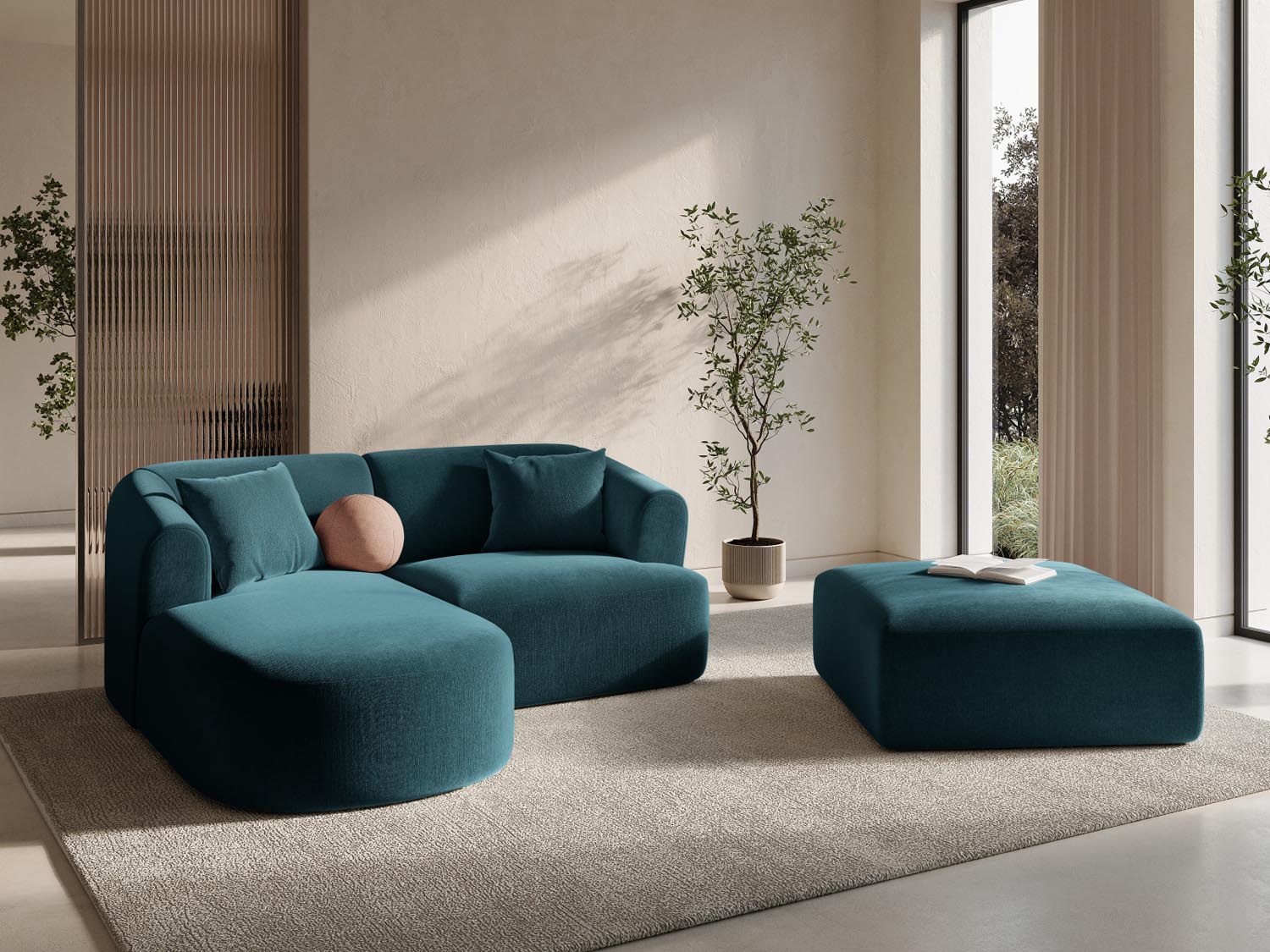 Entdecken Sie das stilvolle Campi Velour Modular Ecksofa links 3 Sitzer von Cosmopolitan Design – perfekt für Ihr modernes Wohnzimmer, flexibel und bequem.