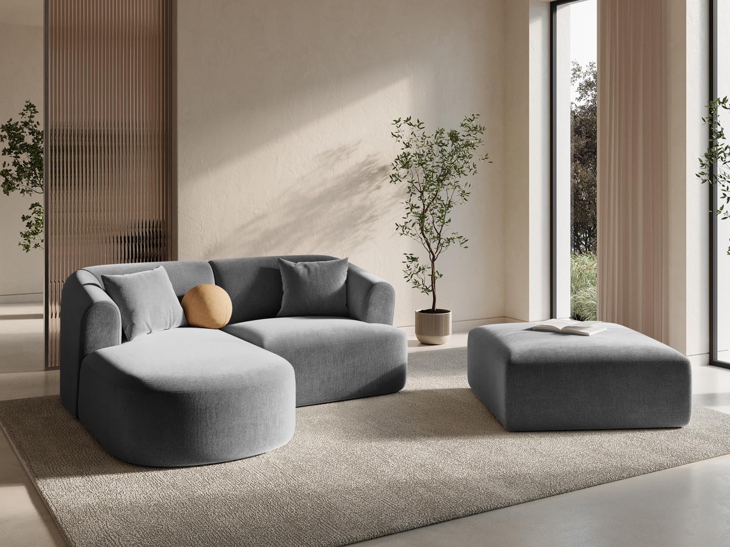 Entdecken Sie das stilvolle Campi Velour Modular Ecksofa links 3 Sitzer von Cosmopolitan Design – perfekt für Ihr modernes Wohnzimmer, flexibel und bequem.