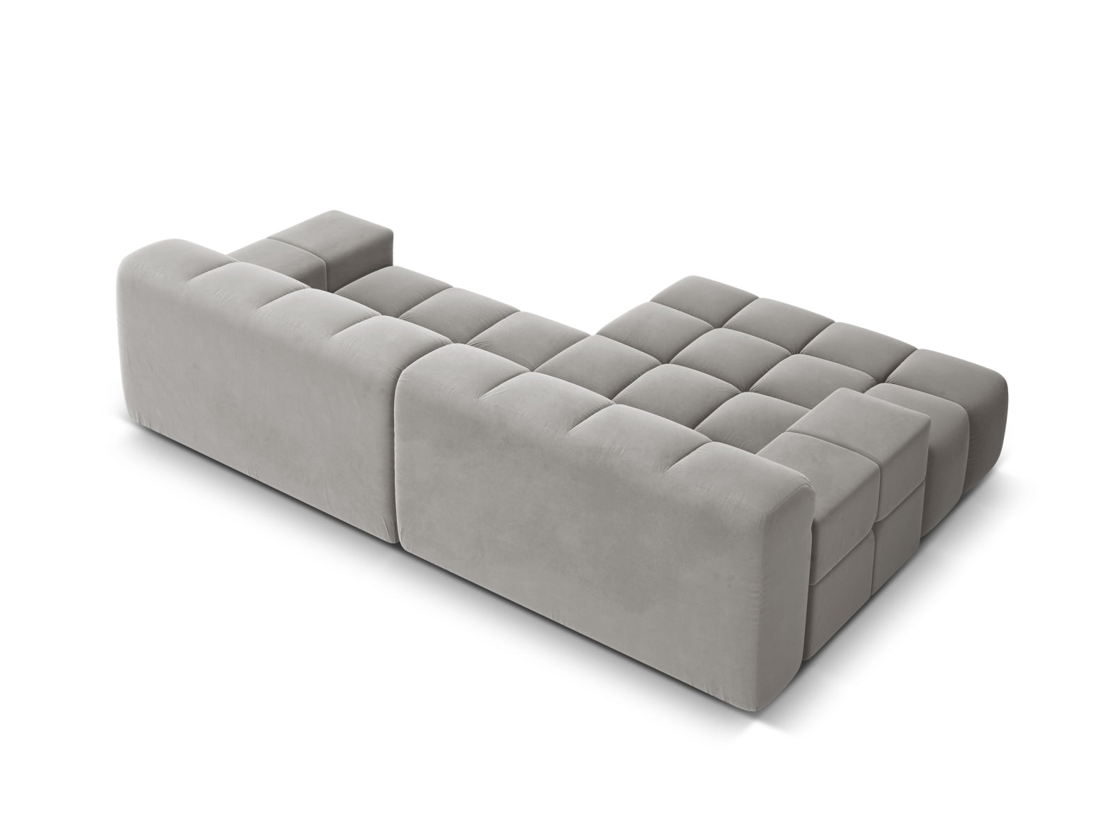 Elegantes 2-Sitzer Ecksofa links Hawaii aus hochwertigem Silver-Magic Velvet, ideal für gemütliche Abende und modernes Wohndesign.