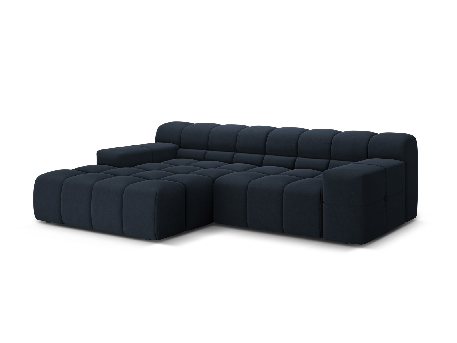 Stylisches 2-Sitzer Ecksofa links Hawaii in Royalblau, ideal für moderne Wohnräume, präsentiert von Cosmopolitan Design.