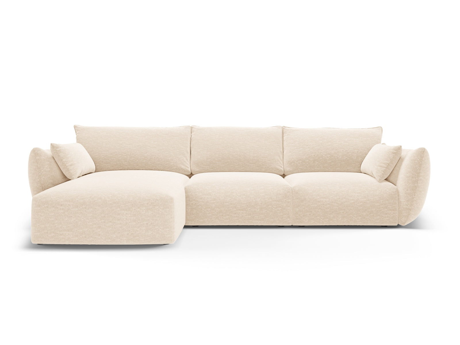 Elegantes 5-Sitzer Ecksofa links Matera in sanftem Beige, ideal für stilvolle und einladende Wohnräume von Cosmopolitan Design.