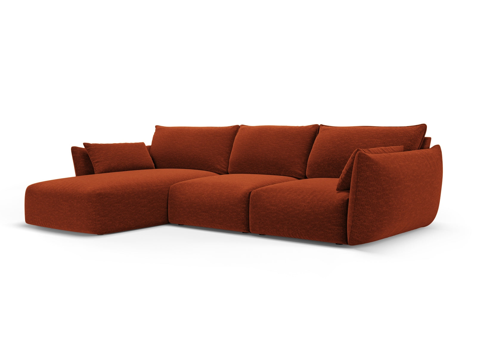 Modernes 5-Sitzer Ecksofa links Matera in sanftem Terracotta, perfekt für gemütliche und stilvolle Wohnambiente von Cosmopolitan Design.