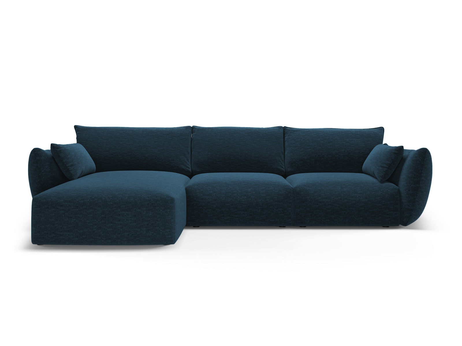 Elegantes 5-Sitzer Ecksofa links Matera in Royal Blue-Haga, ideal für stilvolle Wohnräume und entspannte Stunden mit Freunden.