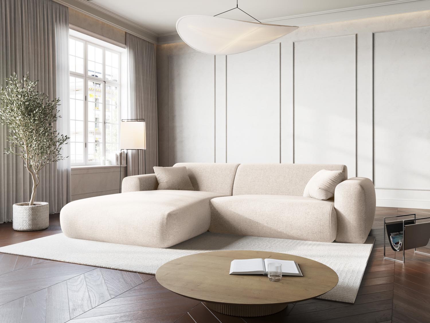 Nolio Ecksofa links 4 Sitzer 170cm in Light Beige präsentiert im Onlineshop von KAQTU Design AG. Ecksofa links ist von Cosmopolitan Design