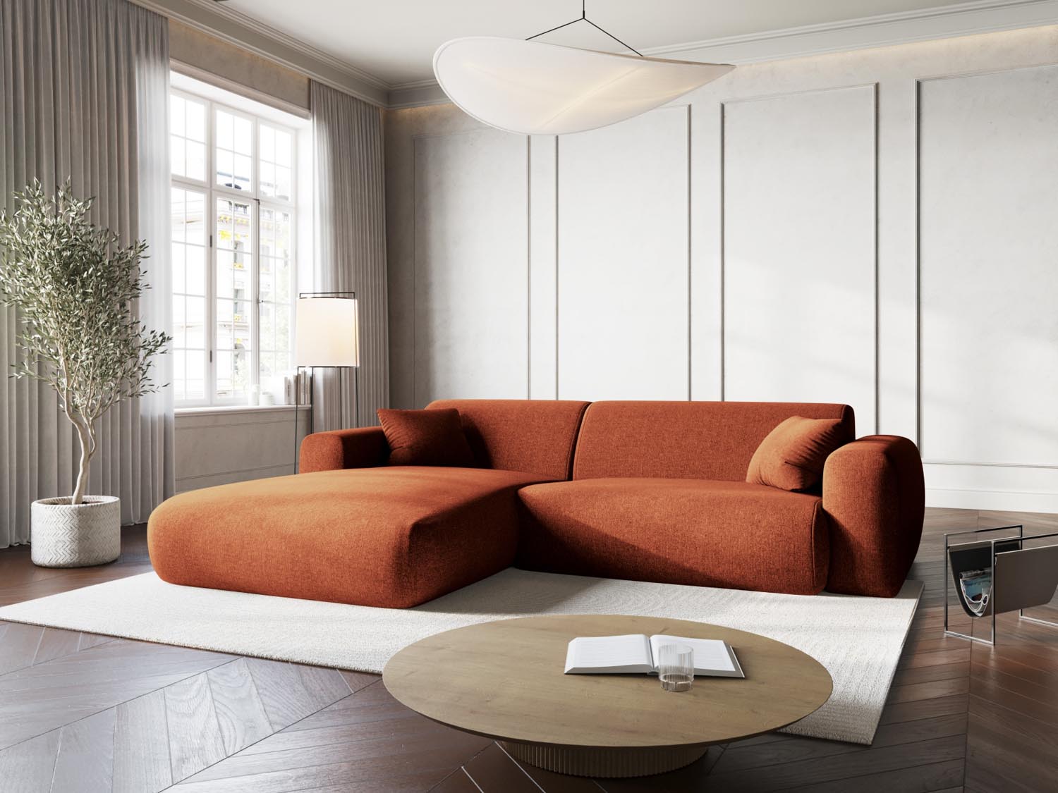 Nolio Ecksofa links 4 Sitzer 170cm in Terracotta präsentiert im Onlineshop von KAQTU Design AG. Ecksofa links ist von Cosmopolitan Design