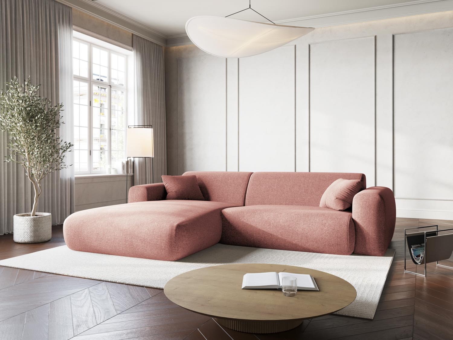 Nolio Ecksofa links 4 Sitzer 170cm in Pink präsentiert im Onlineshop von KAQTU Design AG. Ecksofa links ist von Cosmopolitan Design