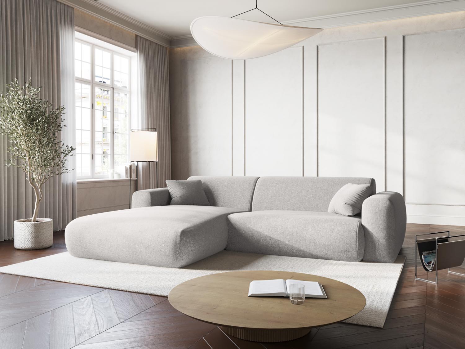 Nolio Ecksofa links 4 Sitzer 170cm in Light Grey präsentiert im Onlineshop von KAQTU Design AG. Ecksofa links ist von Cosmopolitan Design