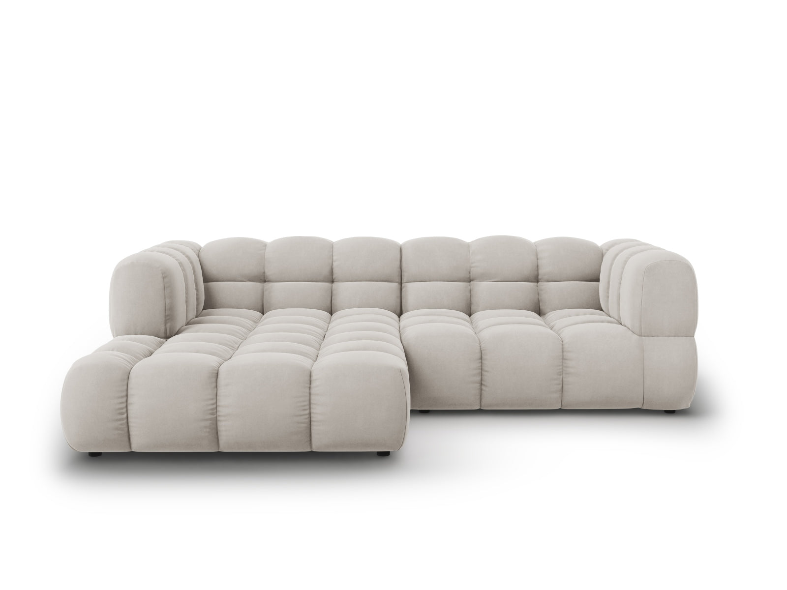 Sky Velour modulares Ecksofa links 3 Sitzer 162cm in Light Beige-Casino präsentiert im Onlineshop von KAQTU Design AG. L-Sofa links ist von Cosmopolitan Design
