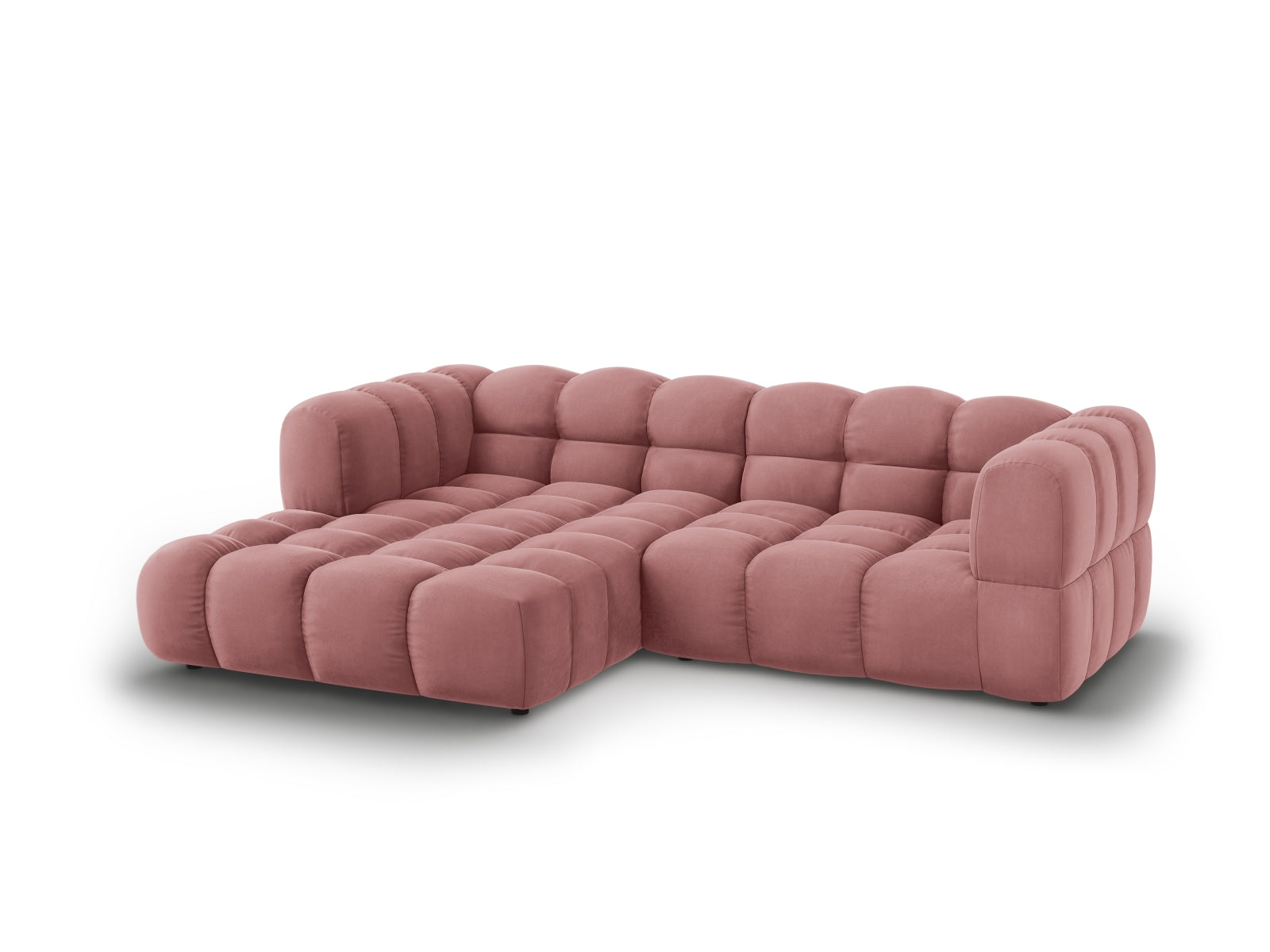 Elegantes Sky Velour Ecksofa links, 3-Sitzer mit 162 cm, ideal für stilvolle Wohnräume, präsentiert von Cosmopolitan Design.
