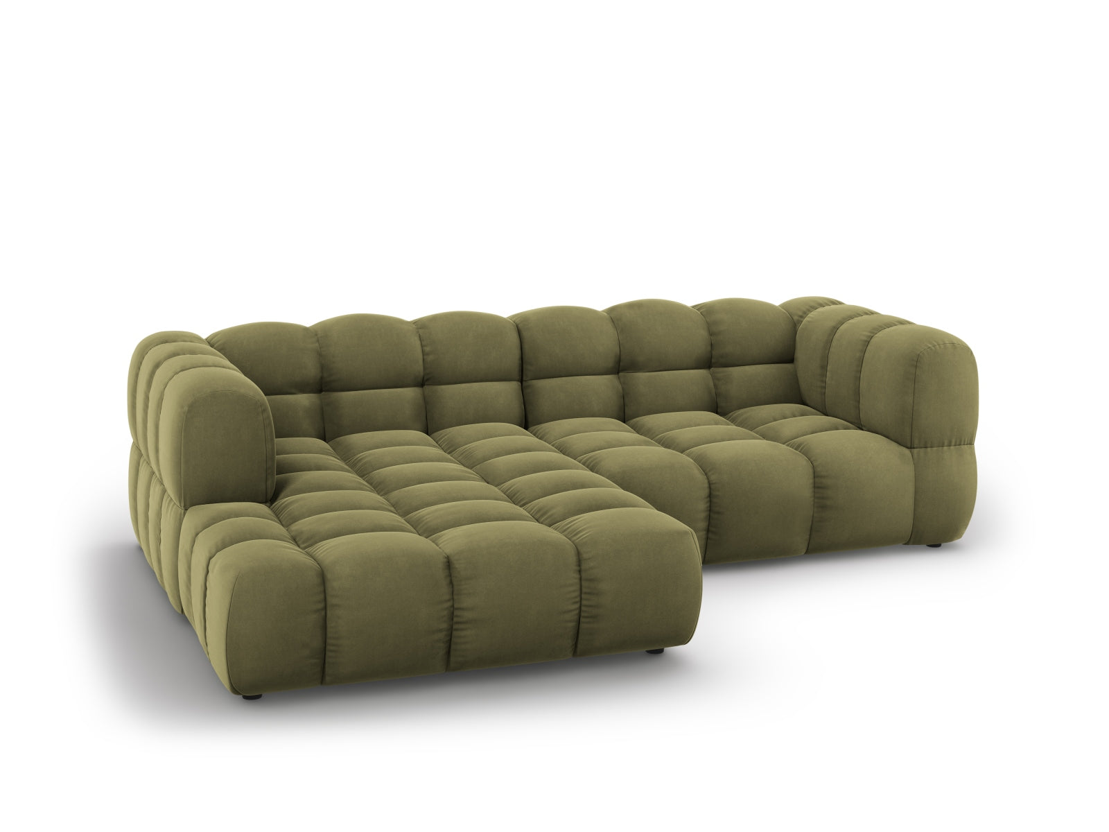 Modulares Ecksofa links im luxuriösen Sky Velour, 3-Sitzer, 162 cm, in zartem Hellgrün, perfekt für moderne Wohnkonzepte von Cosmopolitan Design.