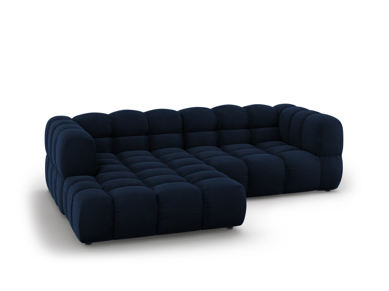 Modulares Ecksofa in luxuriösem Sky Velour, 3-Sitzer, linksseitig, perfekt für moderne Wohnkonzepte von Cosmopolitan Design.