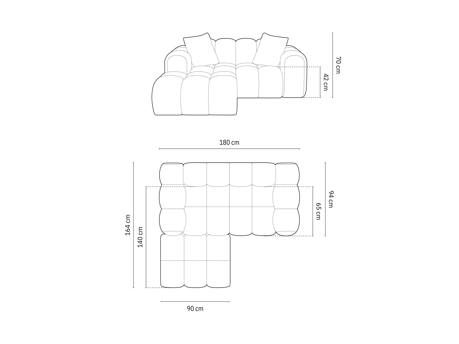 Elegantes 2-Sitzer Ecksofa Treno in sanftem Beige, perfekt für stilvolle Wohnzimmer, angeboten von Cosmopolitan Design.
