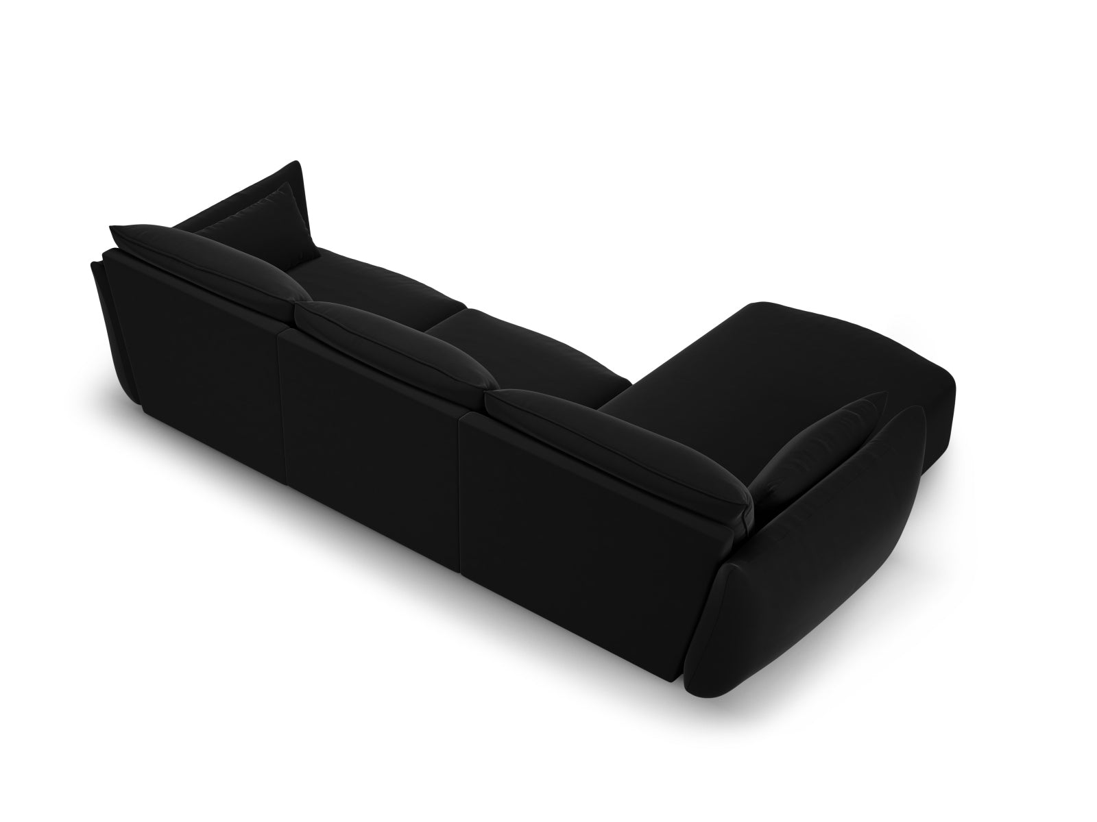 Modernes 5-Sitzer Ecksofa links Matera in zeitlosem Schwarz, perfekt für stilvolle Wohnzimmer, angeboten von Cosmopolitan Design.