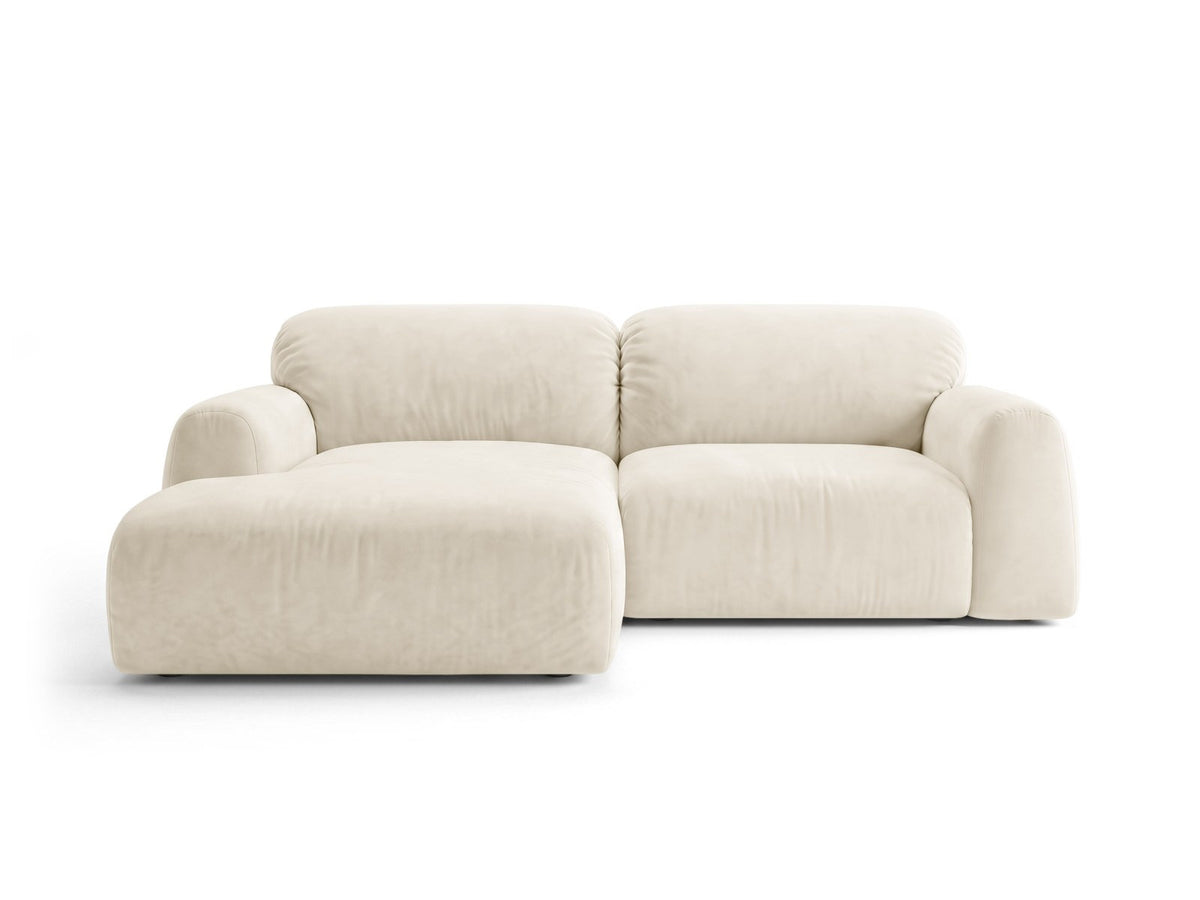 Ecksofa links Milan von Cosmopolitan Design mit Récamière, Bluvel-Stoff und schwarzen Beinen