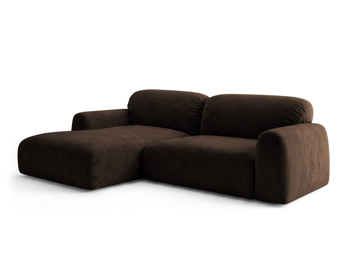 Ecksofa links Milan von Cosmopolitan Design mit Récamière, Bluvel-Stoff und schwarzen Beinen