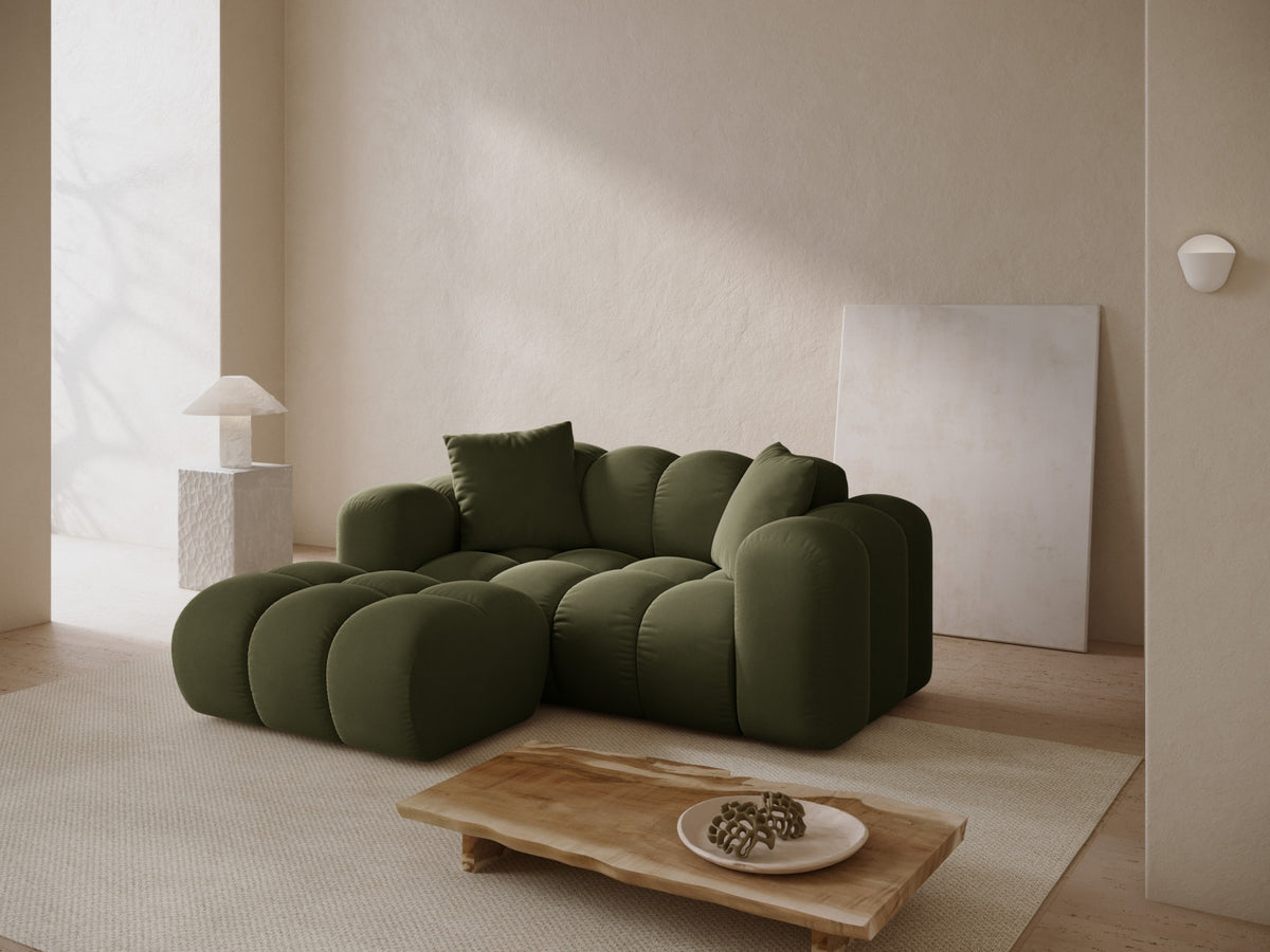2-Sitzer Ecksofa links Treno in Green-Bluvel präsentiert im Onlineshop von KAQTU Design AG. Ecksofa links ist von Cosmopolitan Design