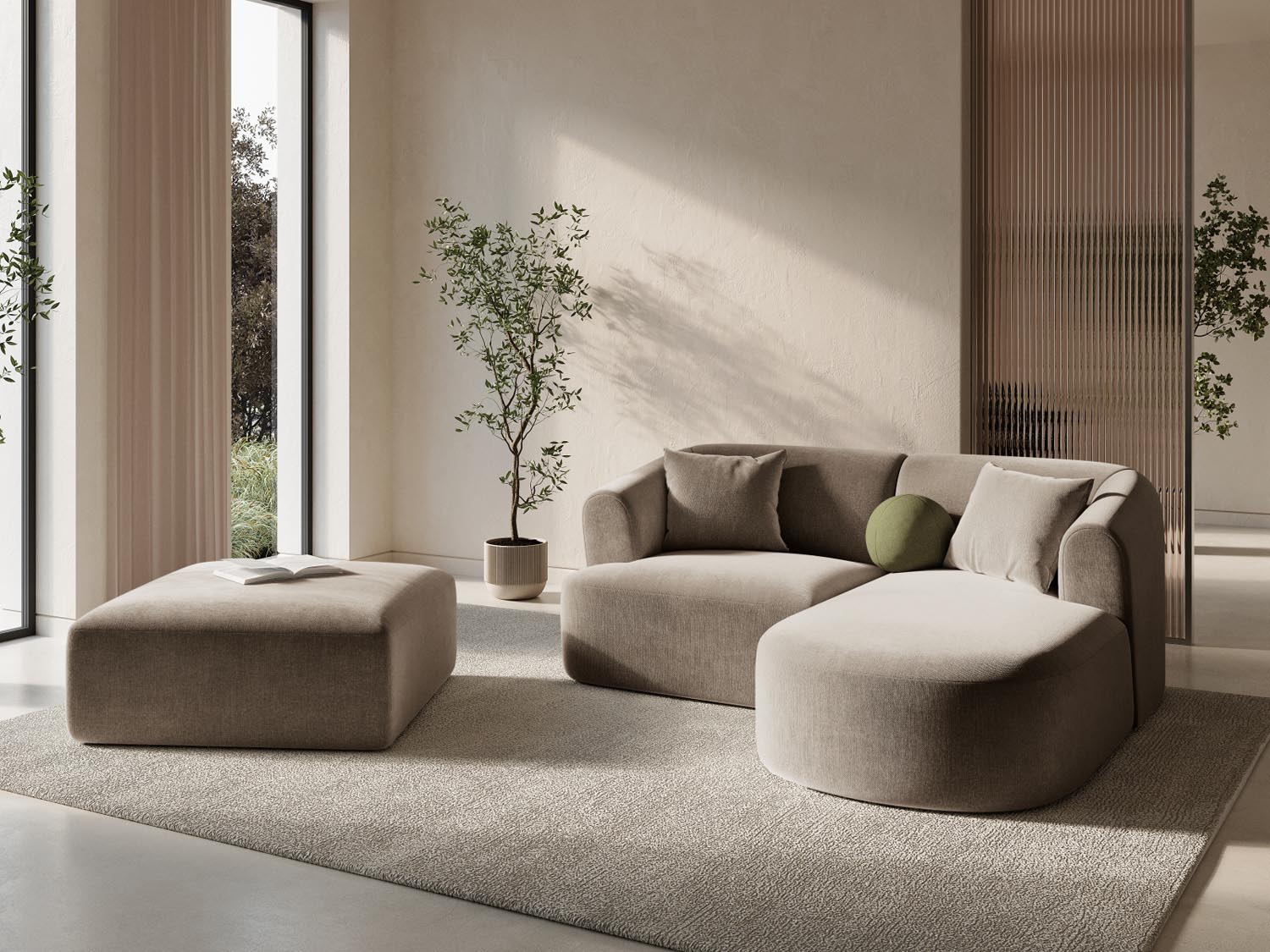 Entdecken Sie den stilvollen Campi Velour Pouf 1 Sitzer von Cosmopolitan Design – perfekt für Ihr modernes Zuhause, vielseitig einsetzbar und bequem.