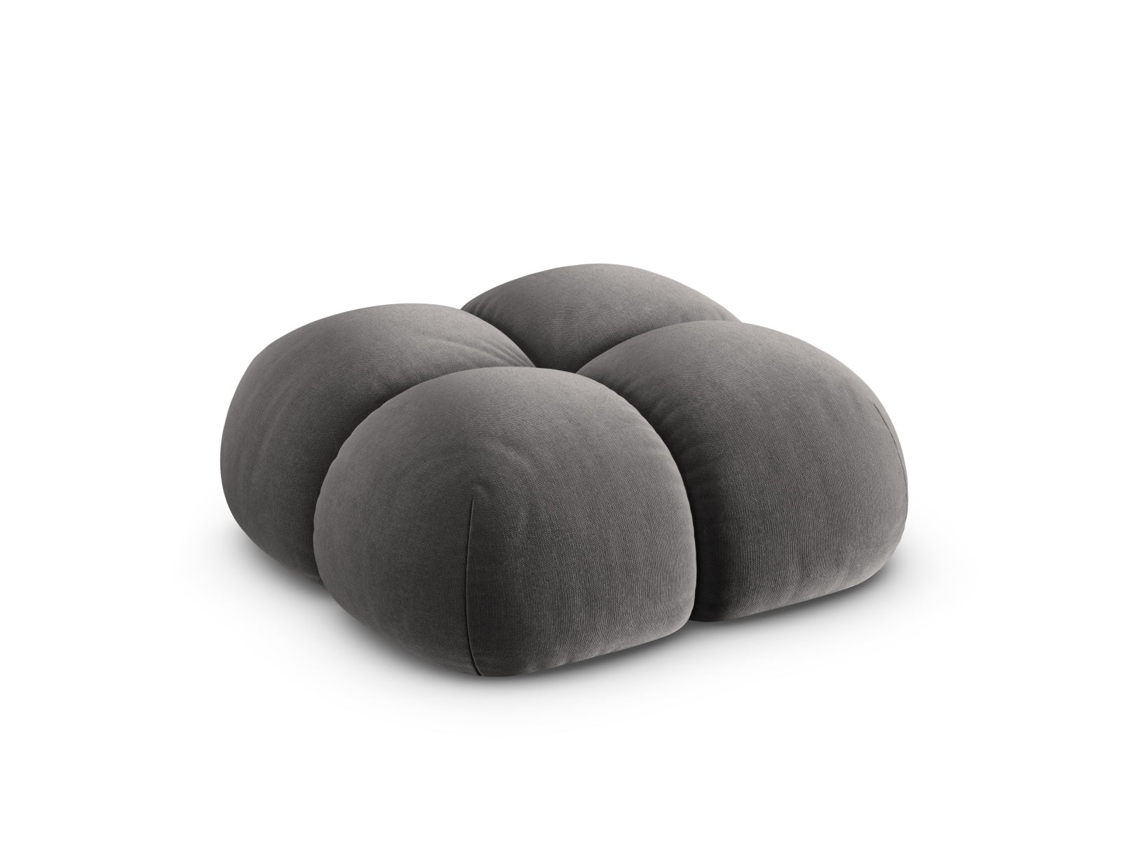 Moderner Loretto Velour Pouf in edlem Grau, 90 cm Durchmesser, perfekt für entspannte Momente und stilvolle Akzente in jedem Raum.
