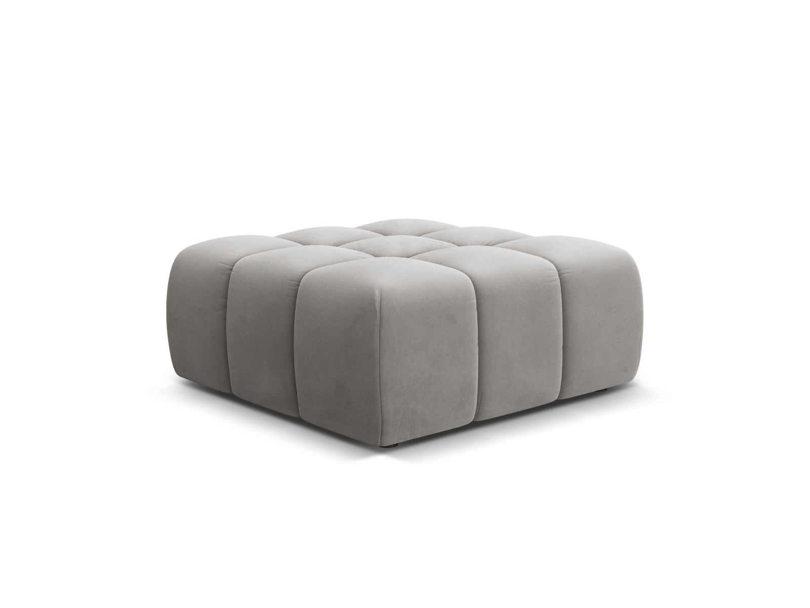 Eleganter 1-Sitzer Pouf Hawaii in schimmerndem Silver-Magic Velvet, ideal für stilvolle Wohnräume und gemütliche Akzente.