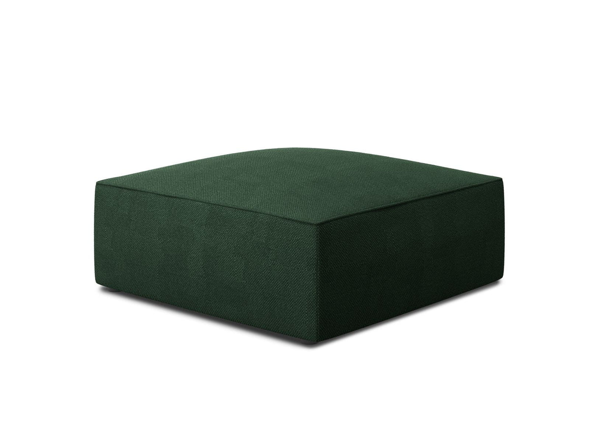 Runder Pouf mit hellblauem Cordstoff-Bezug, schwarzen Kunststoffbeinen und Massivholzrahmen, Modell Siena von Cosmopolitan Design.