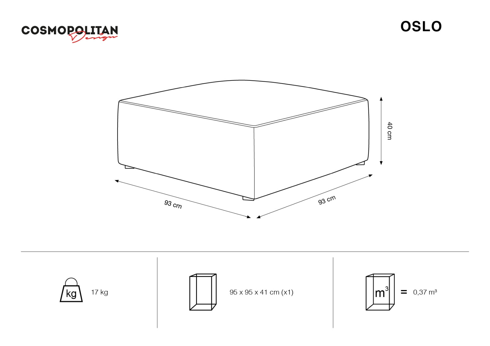 Oslo Pouf 1 Sitzer in Grey, Grey Beige Melange präsentiert im Onlineshop von KAQTU Design AG. Modulares Sofa ist von Cosmopolitan Design