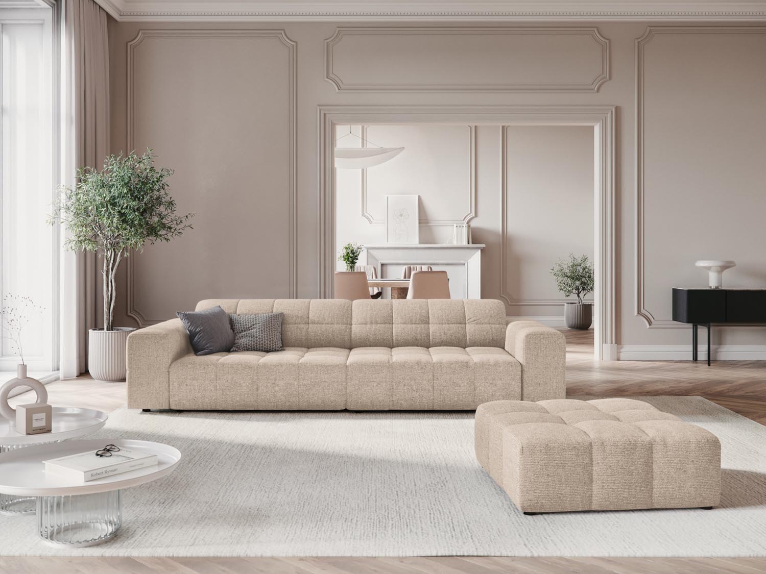 Chicago Pouf 1 Sitz 80cm in Beige präsentiert im Onlineshop von KAQTU Design AG. Pouf ist von Cosmopolitan Design
