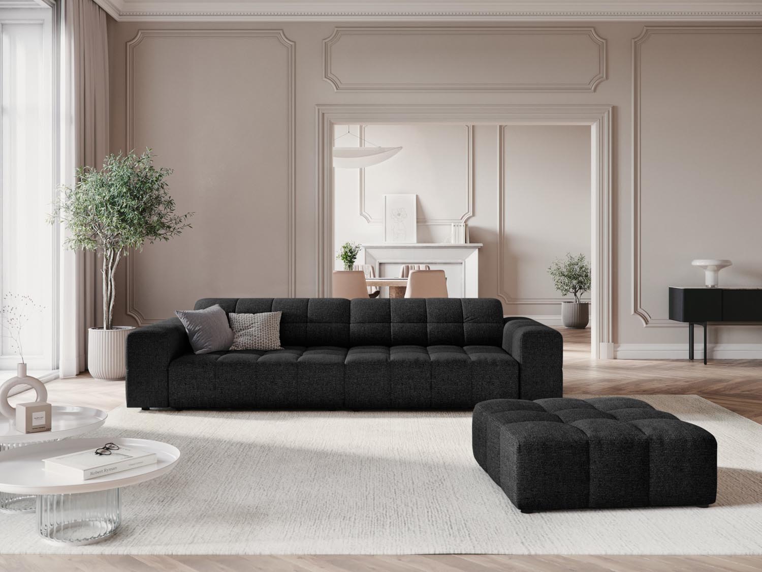 Chicago Pouf 1 Sitz 80cm in Black präsentiert im Onlineshop von KAQTU Design AG. Pouf ist von Cosmopolitan Design