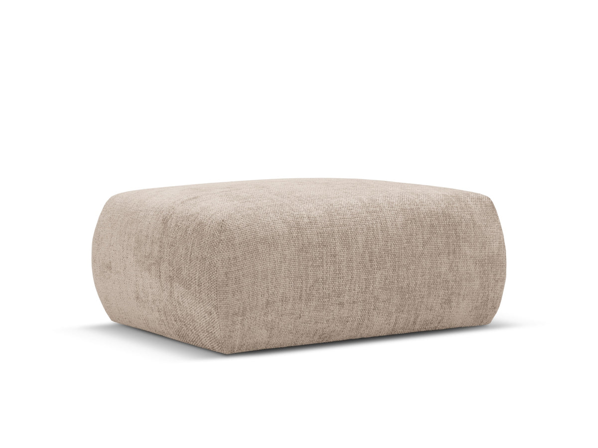 Gepolsterter Pouf Matera mit Velourbezug auf schwarzen Kunststoffbeinen, Cosmopolitan Design