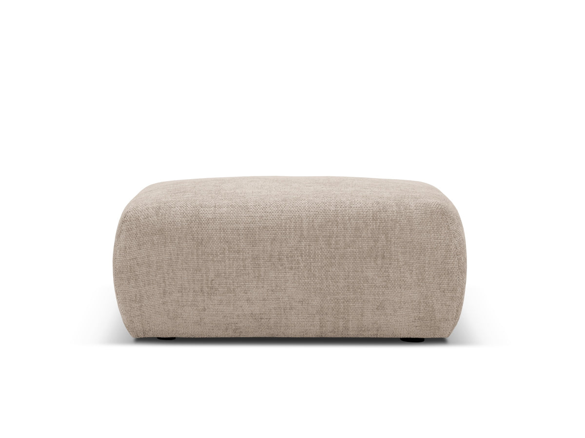Gepolsterter Pouf Matera mit Velourbezug auf schwarzen Kunststoffbeinen, Cosmopolitan Design
