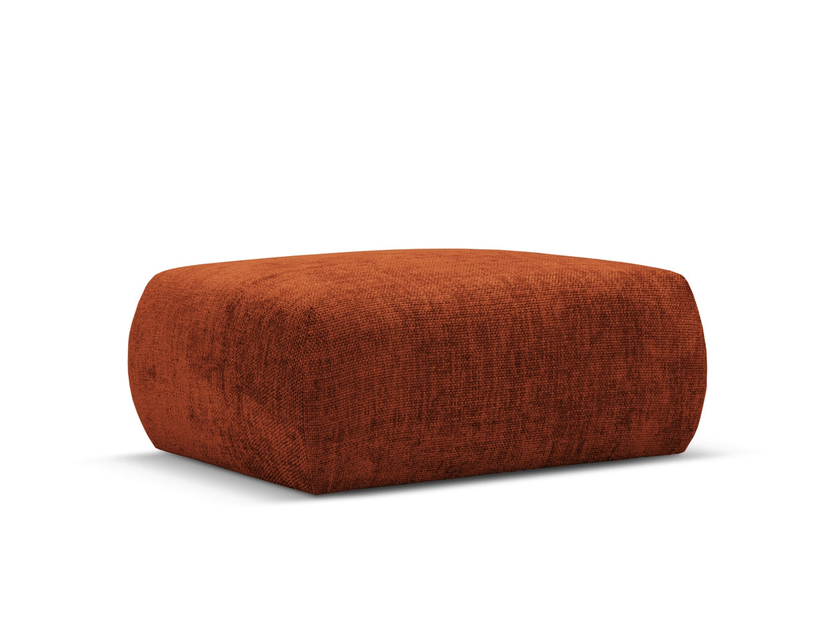 Gepolsterter Pouf Matera mit Velourbezug auf schwarzen Kunststoffbeinen, Cosmopolitan Design
