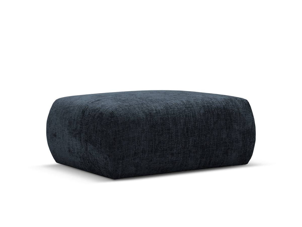 Gepolsterter Pouf Matera mit Velourbezug auf schwarzen Kunststoffbeinen, Cosmopolitan Design