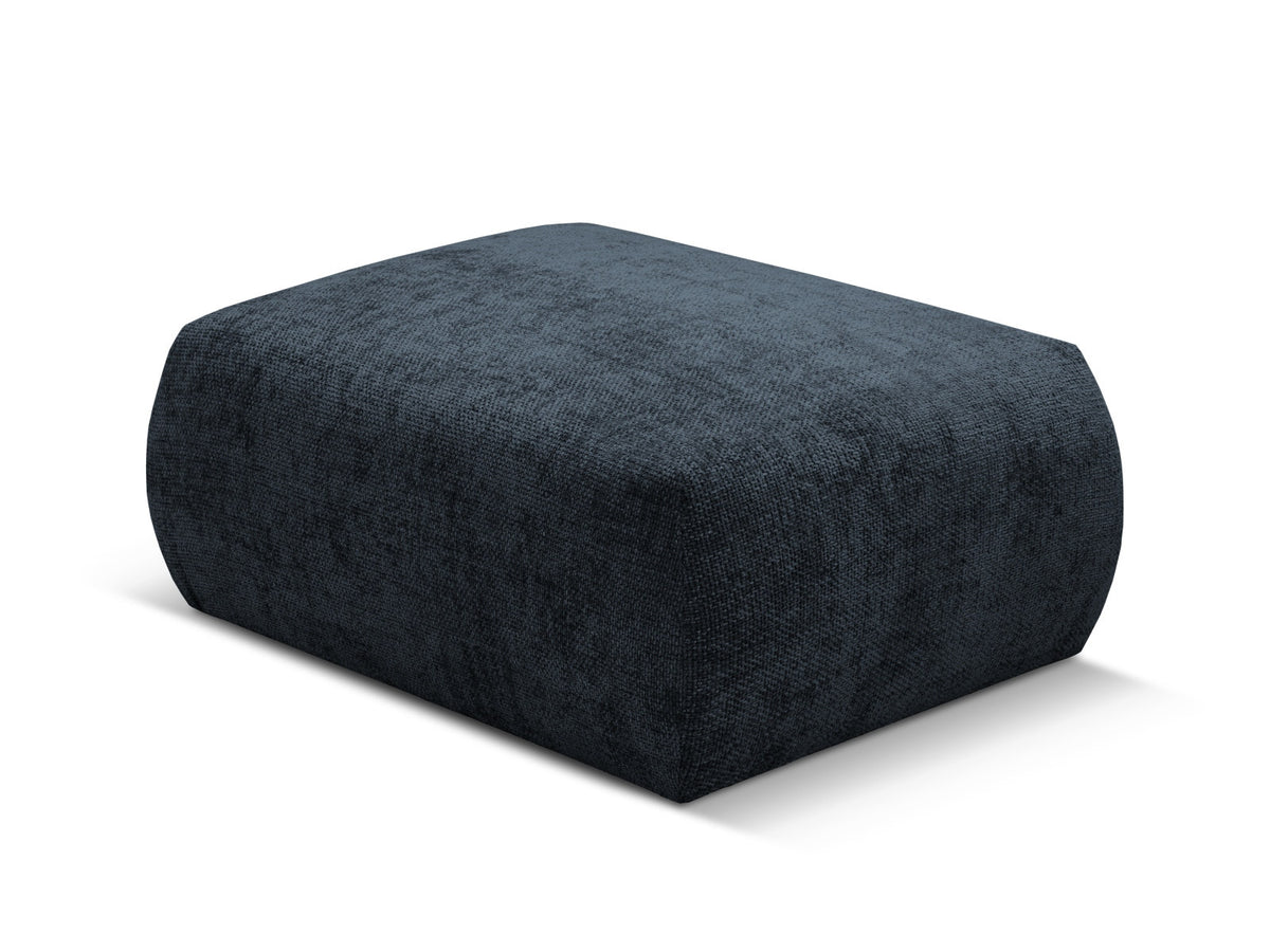 Gepolsterter Pouf Matera mit Velourbezug auf schwarzen Kunststoffbeinen, Cosmopolitan Design