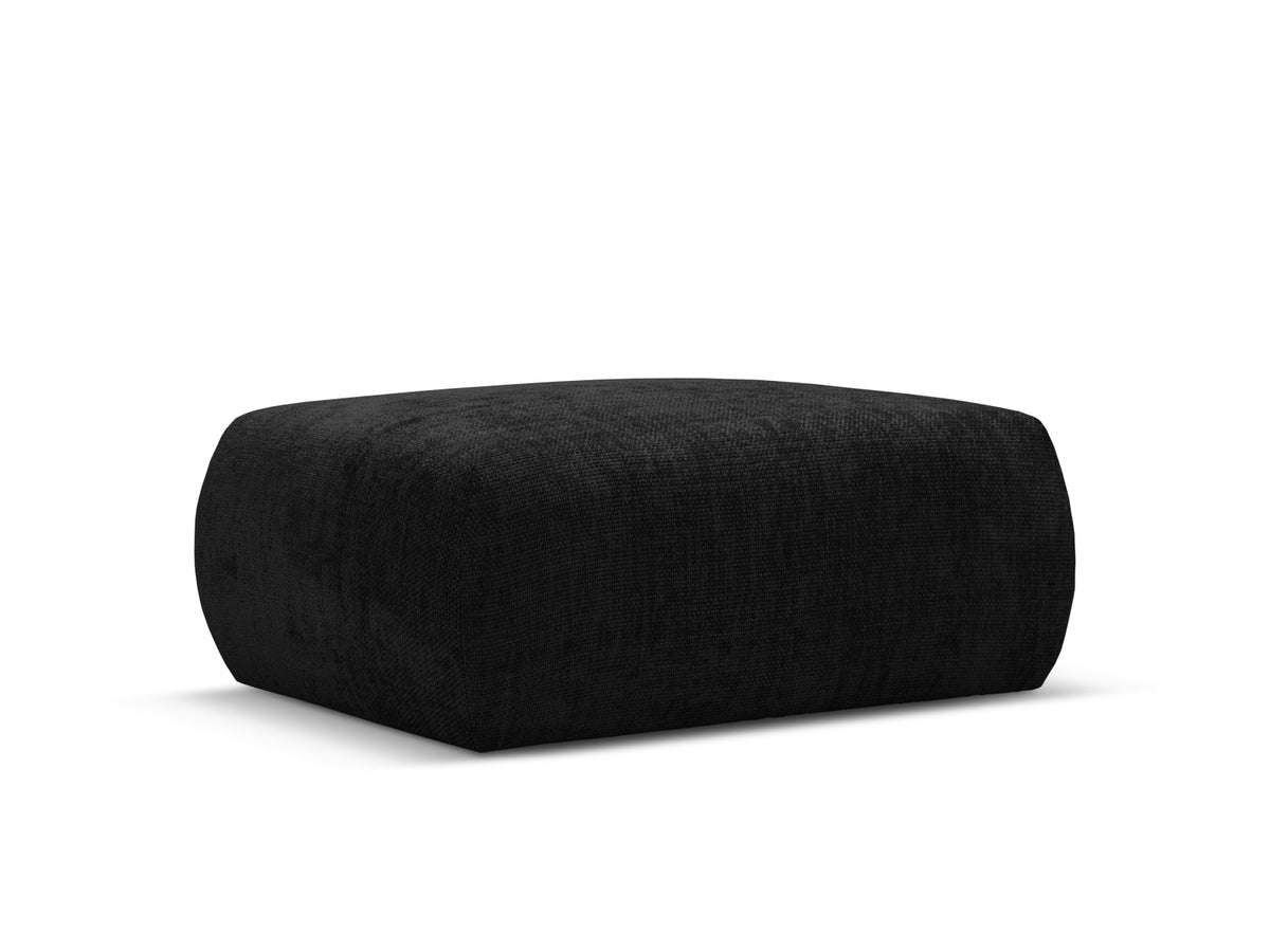Gepolsterter Pouf Matera mit Velourbezug auf schwarzen Kunststoffbeinen, Cosmopolitan Design