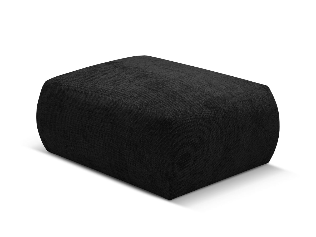 Gepolsterter Pouf Matera mit Velourbezug auf schwarzen Kunststoffbeinen, Cosmopolitan Design