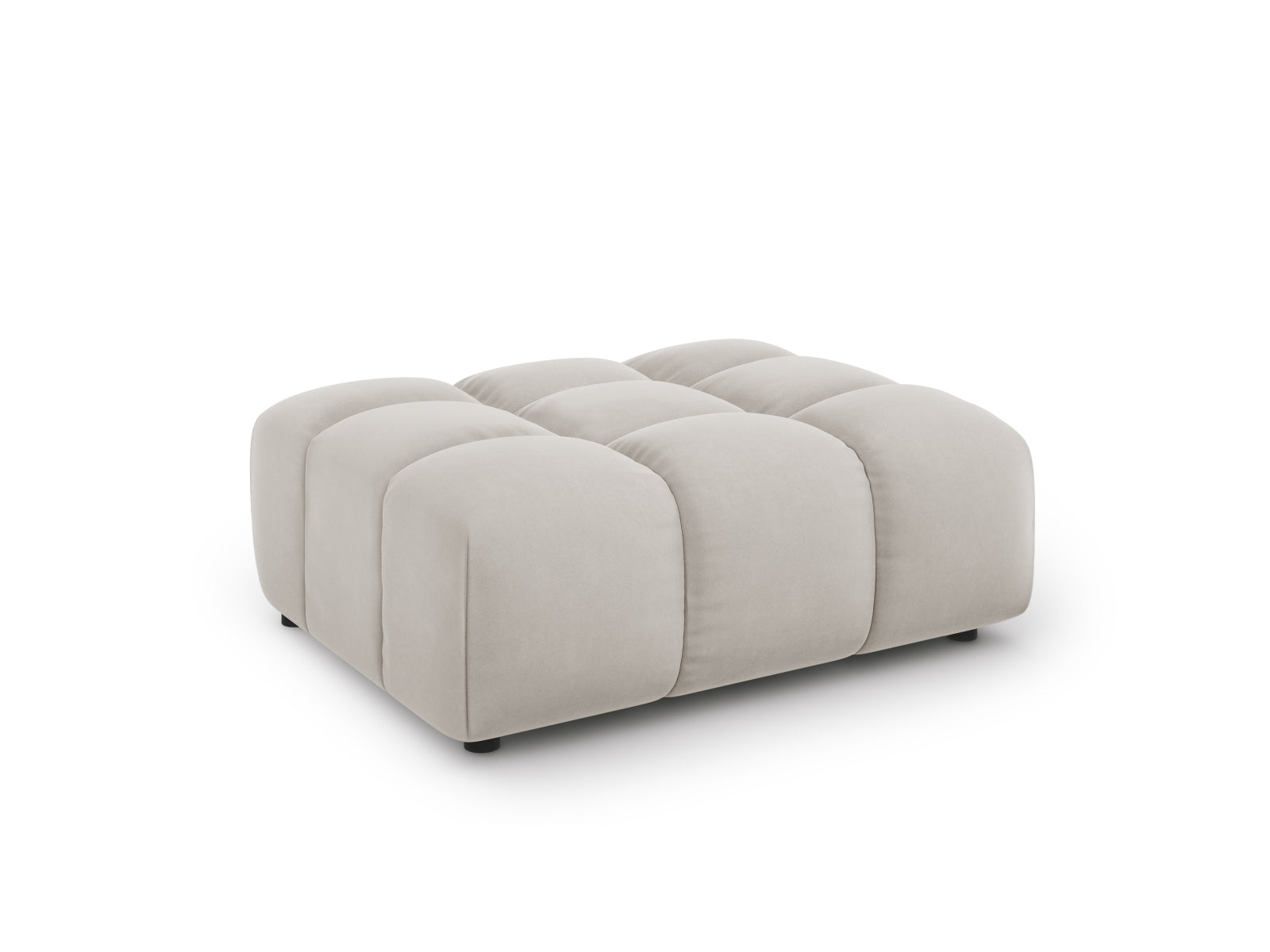 Eleganter Sky Velour Pouf in hellem Beige, 80 cm Durchmesser, ideal für stilvolle Wohnräume. Perfekt als Sitzgelegenheit oder Fußablage.