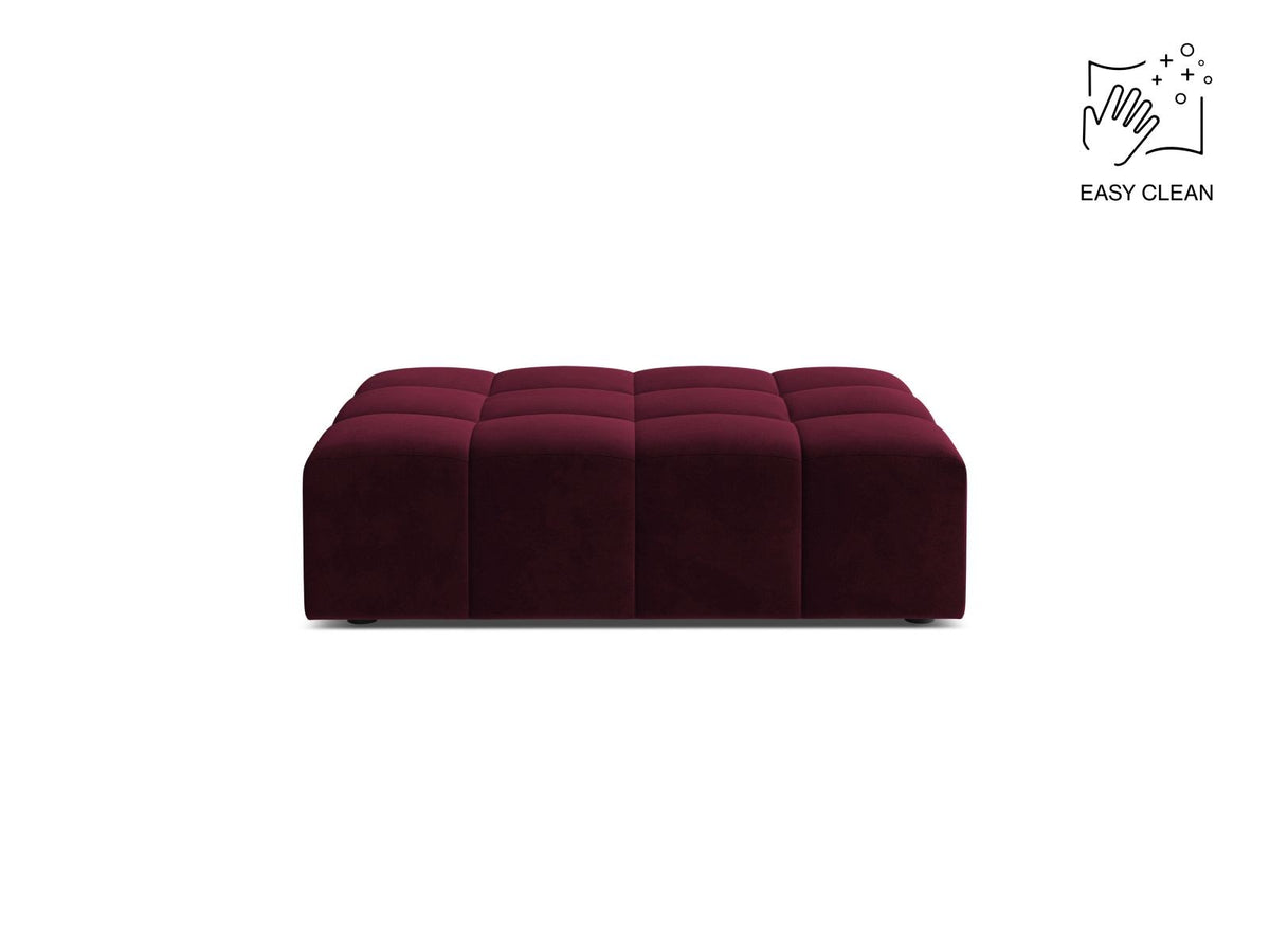 Runder Pouf mit Samtbezug in Light Beige, Massivholzrahmen, schwarze Kunststoffbeine, Modell Chicago von Cosmopolitan Design