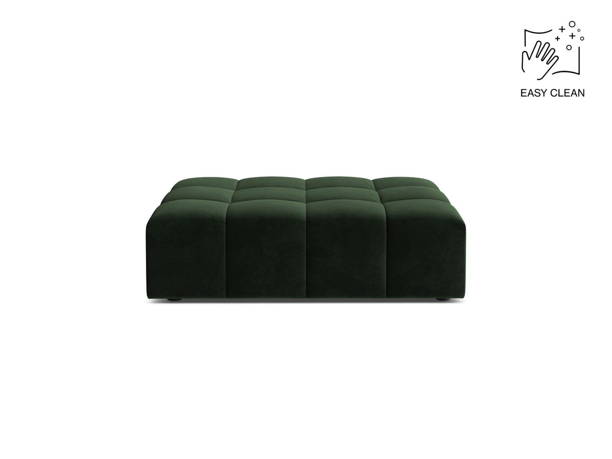Runder Pouf mit Samtbezug in Light Beige, Massivholzrahmen, schwarze Kunststoffbeine, Modell Chicago von Cosmopolitan Design