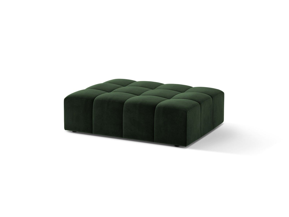 Runder Pouf mit Samtbezug in Light Beige, Massivholzrahmen, schwarze Kunststoffbeine, Modell Chicago von Cosmopolitan Design