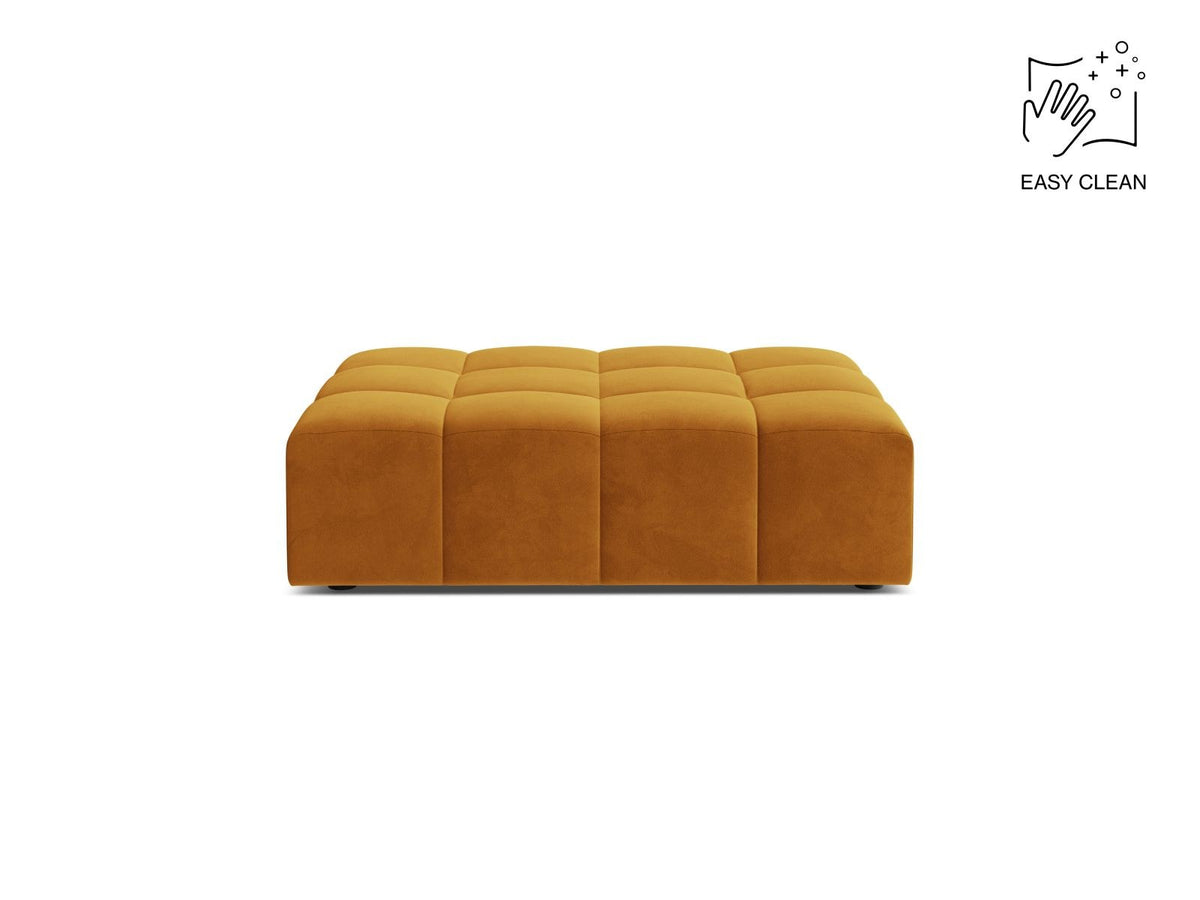 Runder Pouf mit Samtbezug in Light Beige, Massivholzrahmen, schwarze Kunststoffbeine, Modell Chicago von Cosmopolitan Design
