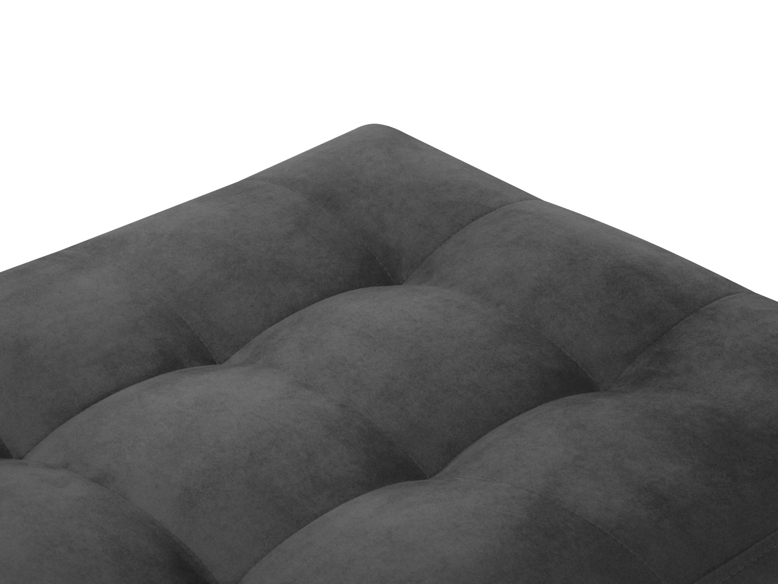 Moderner 1-Sitzer Pouf Aspen in edlem Dunkelgrau, perfekt für gemütliche Ecken und stilvolle Akzente in Ihrem Zuhause.