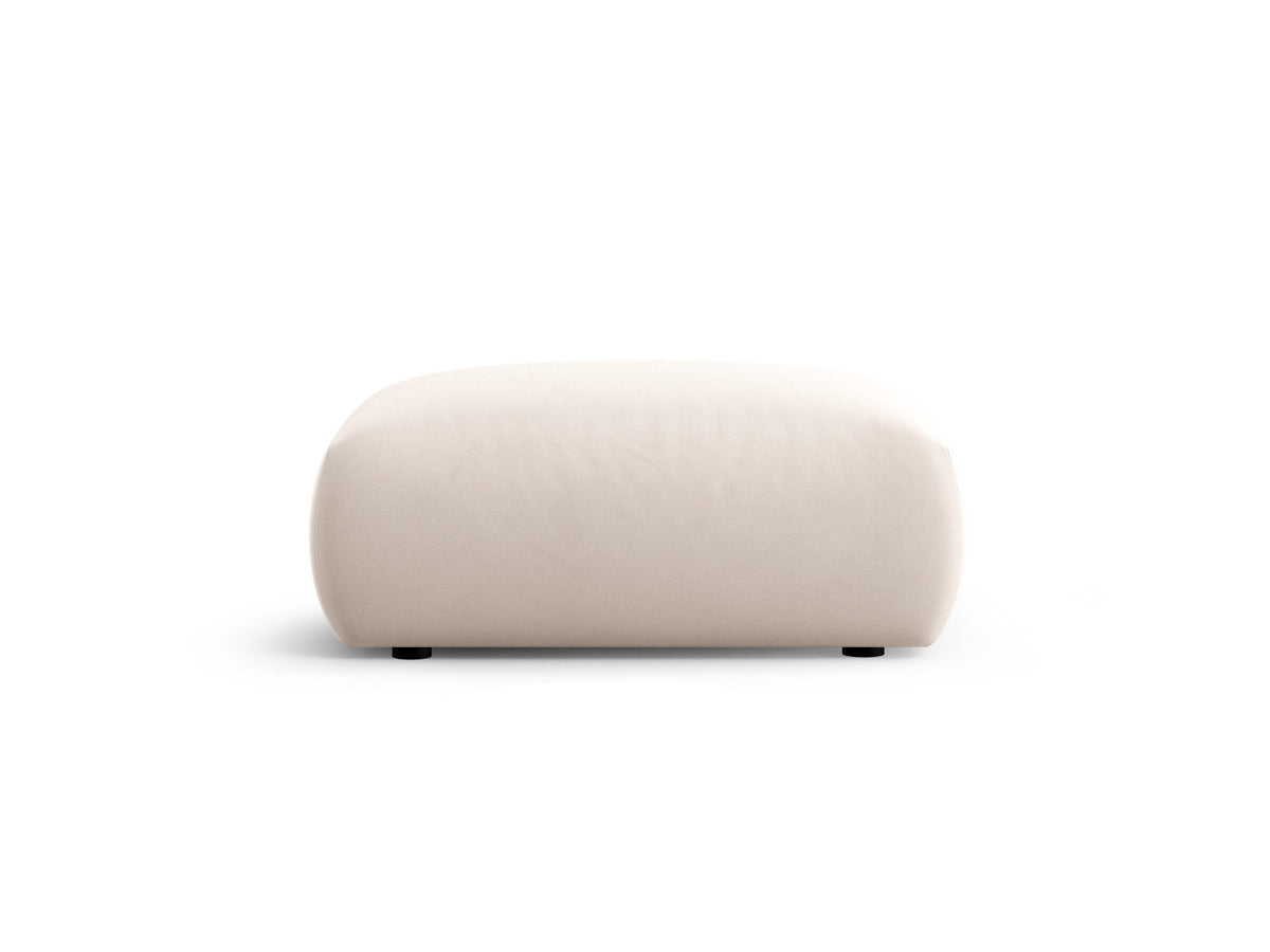Gepolsterter Pouf Matera mit Velourbezug auf schwarzen Kunststoffbeinen, Cosmopolitan Design