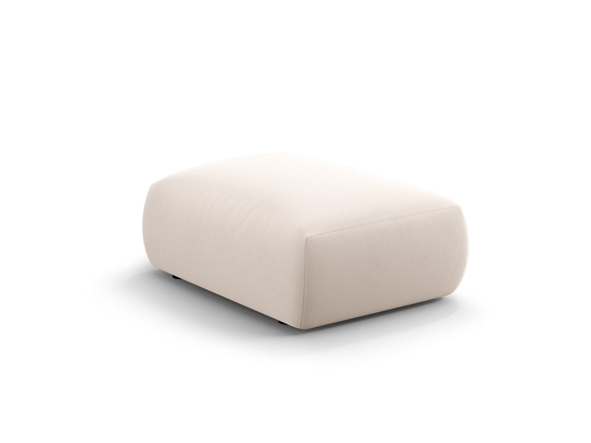 Gepolsterter Pouf Matera mit Velourbezug auf schwarzen Kunststoffbeinen, Cosmopolitan Design
