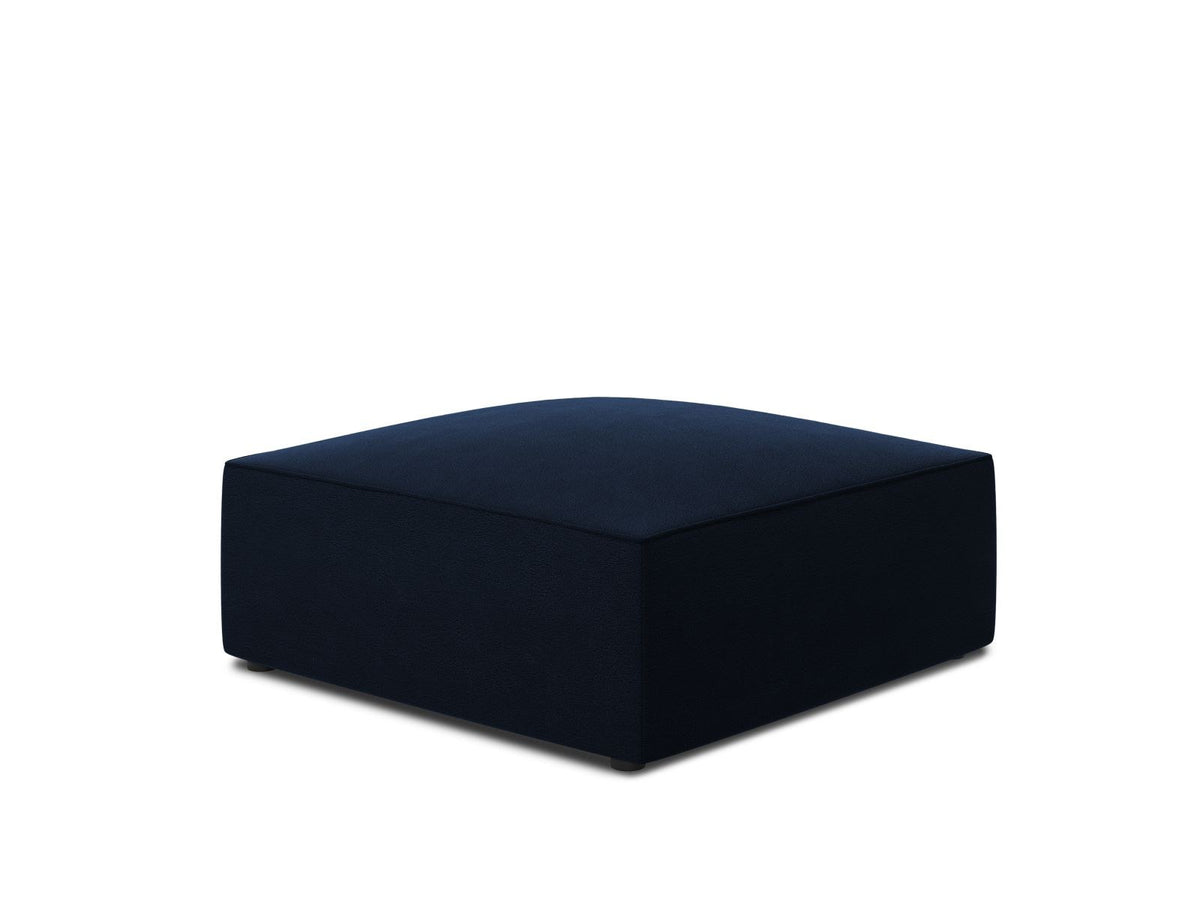 Beiger Samt-Pouf mit gepolstertem Sitz, Velours-Stoff und schwarzen Kunststoffbeinen, Modell Siena von Cosmopolitan Design.