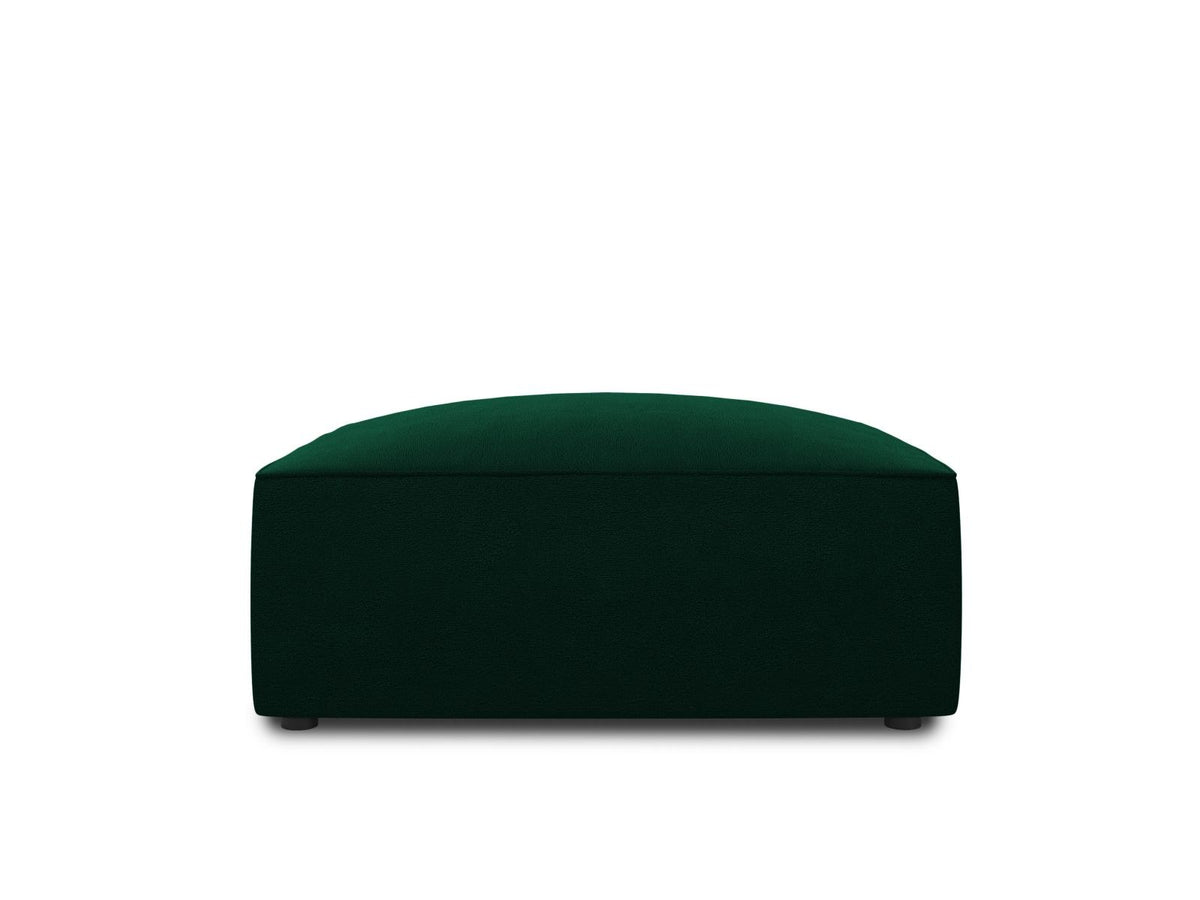 Beiger Samt-Pouf mit gepolstertem Sitz, Velours-Stoff und schwarzen Kunststoffbeinen, Modell Siena von Cosmopolitan Design.