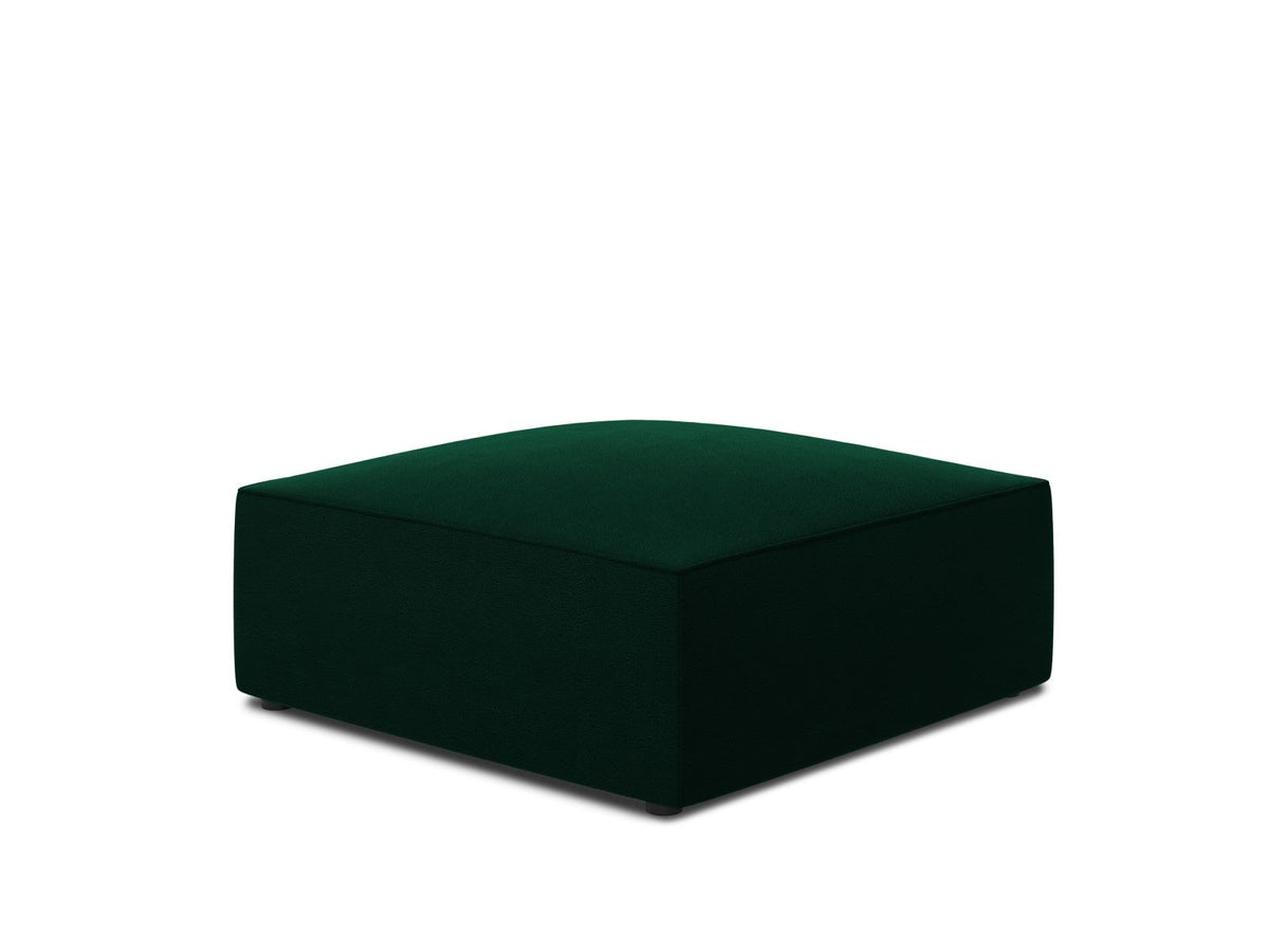 Beiger Samt-Pouf mit gepolstertem Sitz, Velours-Stoff und schwarzen Kunststoffbeinen, Modell Siena von Cosmopolitan Design.