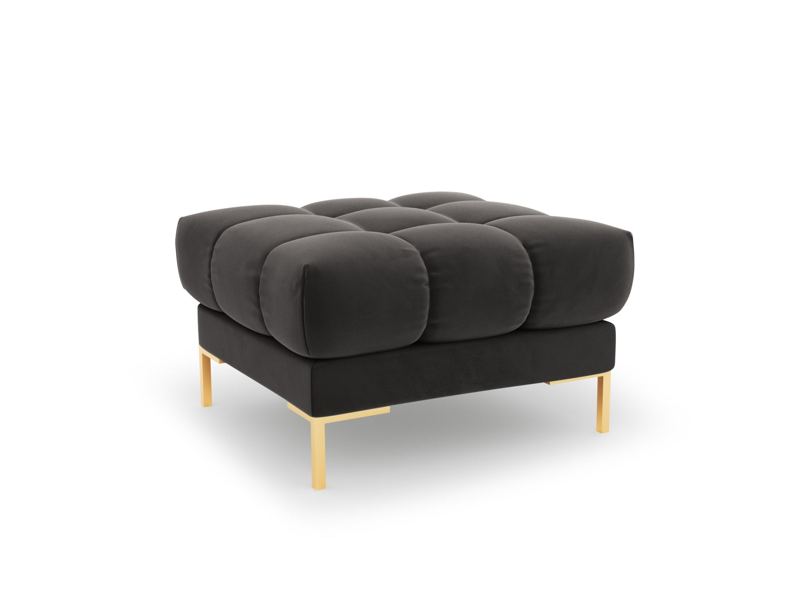 Eleganter 1-Sitzer Pouf Bali in dunklem Grau, aus hochwertigem Bluvel, ideal für stilvolle Akzente und gemütliche Sitzgelegenheiten.